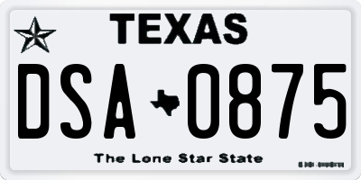 TX license plate DSA0875