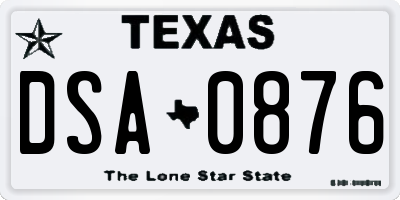 TX license plate DSA0876