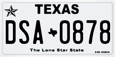 TX license plate DSA0878