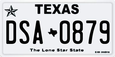 TX license plate DSA0879