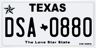 TX license plate DSA0880