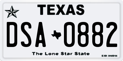 TX license plate DSA0882