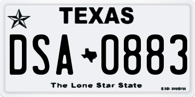 TX license plate DSA0883