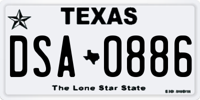 TX license plate DSA0886