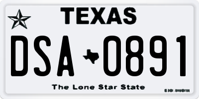 TX license plate DSA0891