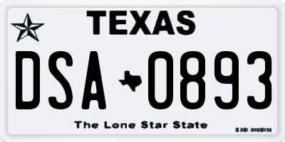 TX license plate DSA0893