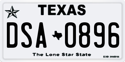 TX license plate DSA0896