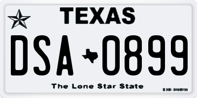 TX license plate DSA0899