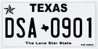 TX license plate DSA0901