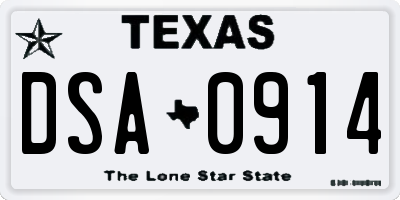 TX license plate DSA0914