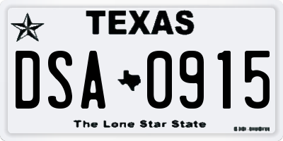 TX license plate DSA0915