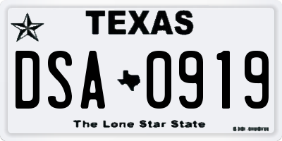 TX license plate DSA0919