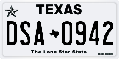 TX license plate DSA0942