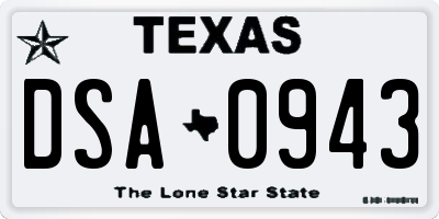 TX license plate DSA0943