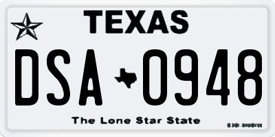 TX license plate DSA0948