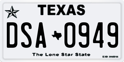 TX license plate DSA0949