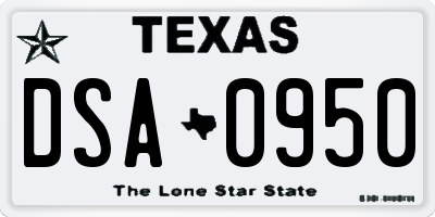 TX license plate DSA0950