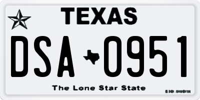 TX license plate DSA0951