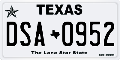TX license plate DSA0952