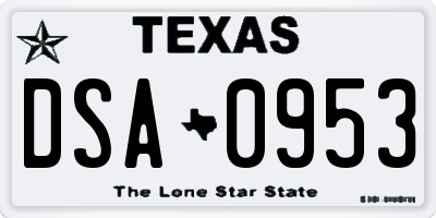 TX license plate DSA0953
