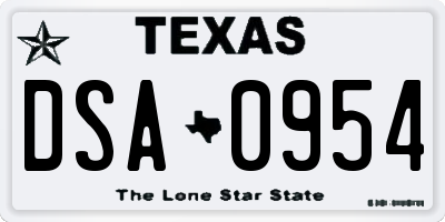 TX license plate DSA0954