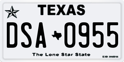 TX license plate DSA0955