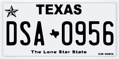 TX license plate DSA0956