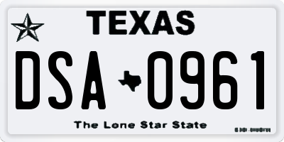 TX license plate DSA0961