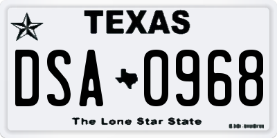TX license plate DSA0968