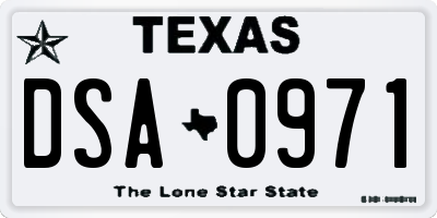 TX license plate DSA0971