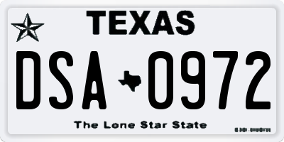 TX license plate DSA0972