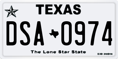 TX license plate DSA0974