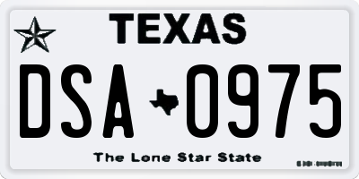 TX license plate DSA0975