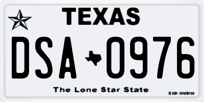 TX license plate DSA0976