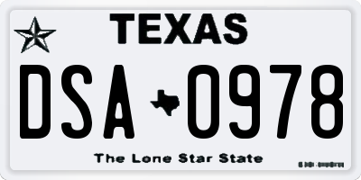 TX license plate DSA0978