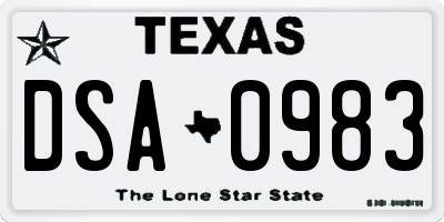TX license plate DSA0983
