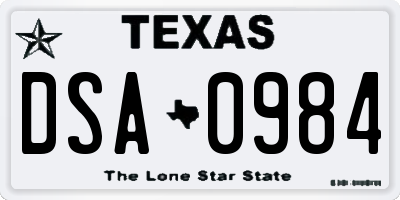 TX license plate DSA0984
