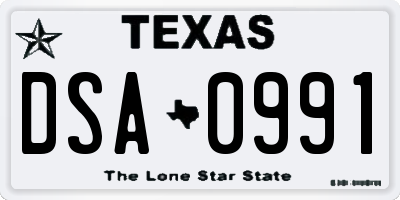 TX license plate DSA0991