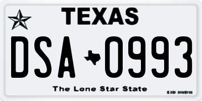 TX license plate DSA0993