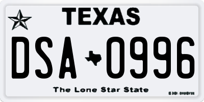 TX license plate DSA0996