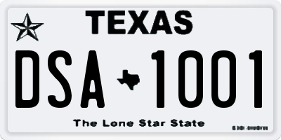TX license plate DSA1001