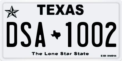TX license plate DSA1002