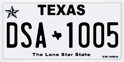 TX license plate DSA1005