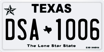 TX license plate DSA1006