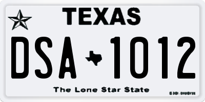 TX license plate DSA1012