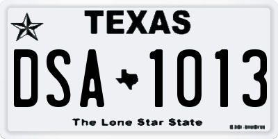 TX license plate DSA1013