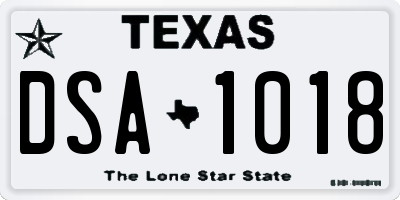 TX license plate DSA1018