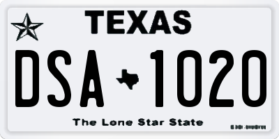 TX license plate DSA1020