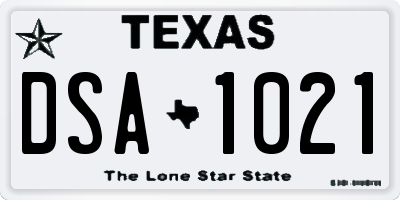 TX license plate DSA1021