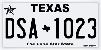 TX license plate DSA1023
